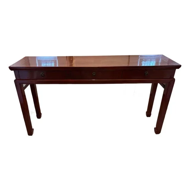 Asian Red Lacquer Console Table