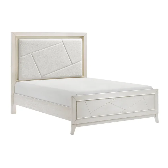 Asteria Antique White King Panel Bed