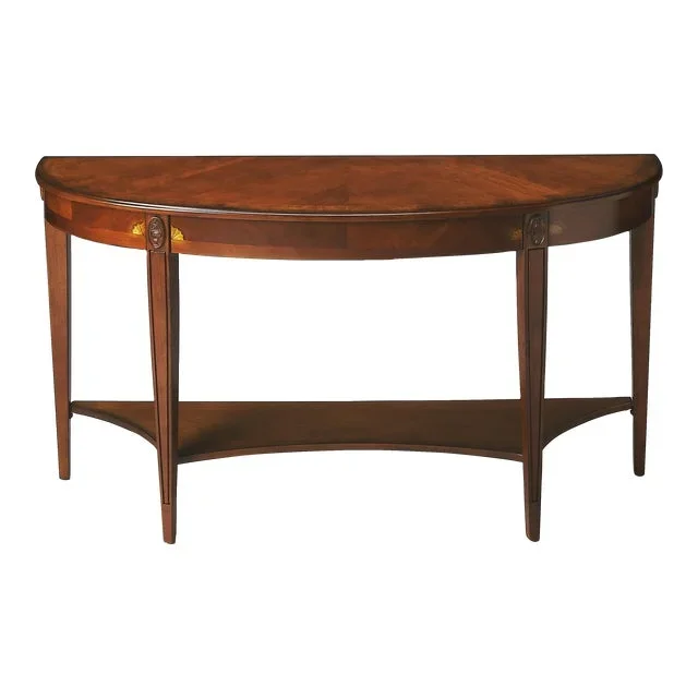Astor Demilune Console Table, Medium Brown
