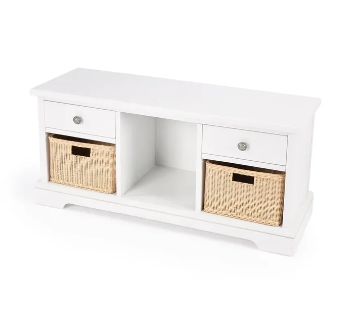 Asya White Bench With Storage