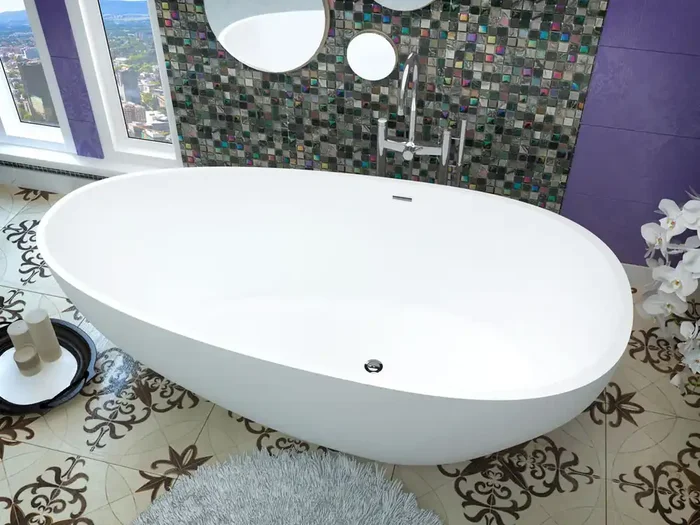 Atlantis Whirlpools Arnaud 34 x 67 Artificial Stone Freestanding Bathtub – 6733ANSXCWXX