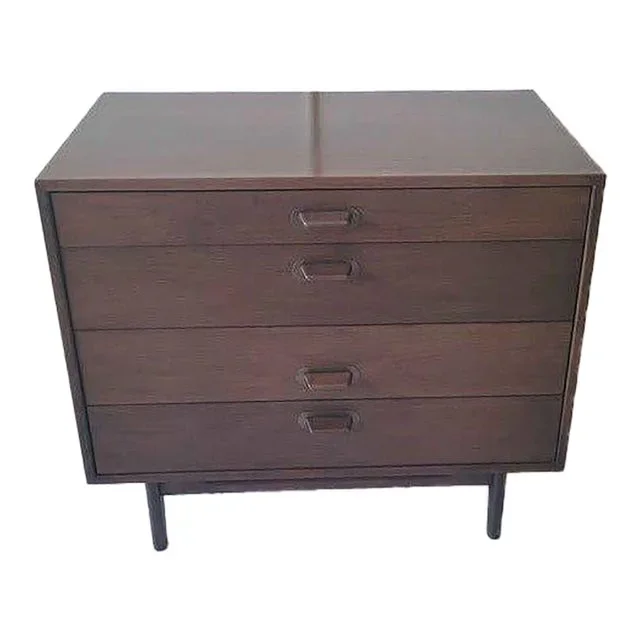 Attributed to Jens Risom Walnut & Silver Chest of Drawers, Writing Desk