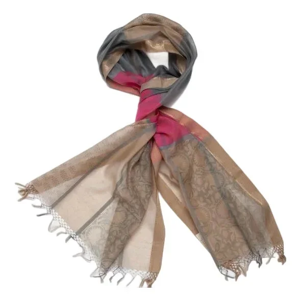Aurora Hot Pink/Slate Blue Patterned Scarf