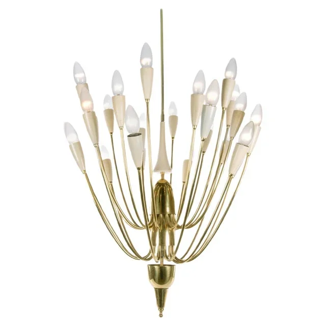 Austrian Monumental Sputnik Chandelier in Enamel & Brass from Kalmar, 1950s