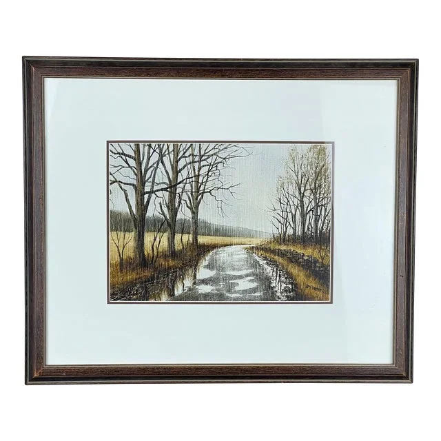“Autumn Stream” Framed Watercolor by Bill Ely 1991