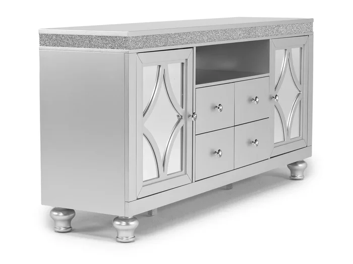 Avril Media Console in Silver, 70 Inch