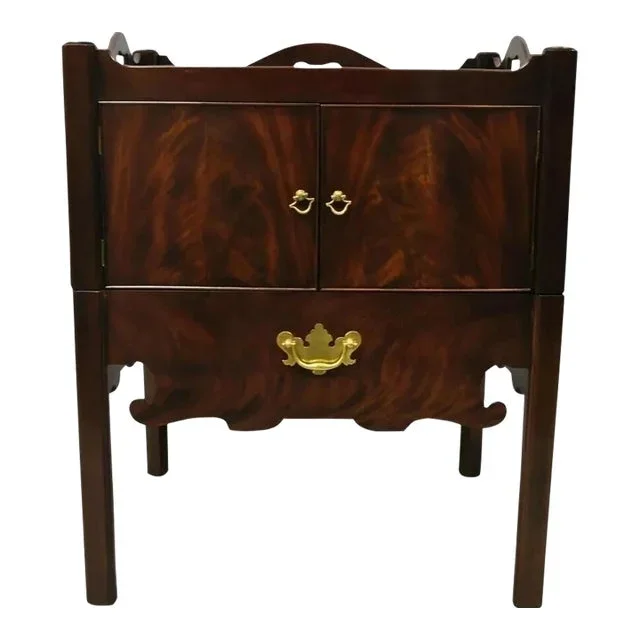 Baker Furniture English Georgian Mahogany End Table Washstand Nightstand Cabinet