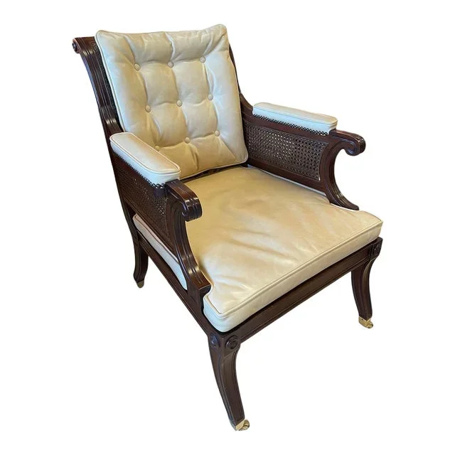 Baker Regency Style Leather Library Chair