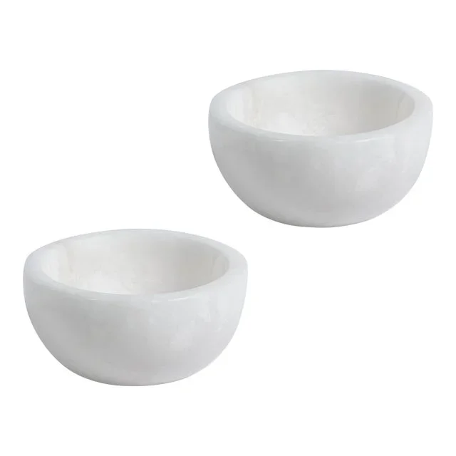 Baltic MultiServe White Alabaster Bowls, Set of 2, 3″