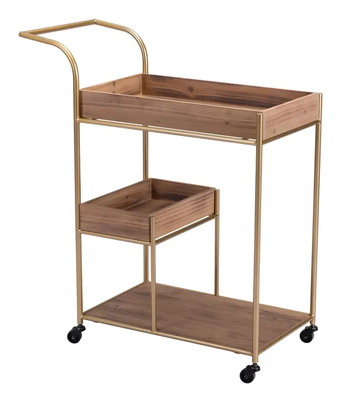 Bar Cart & Tray Brown & Gold