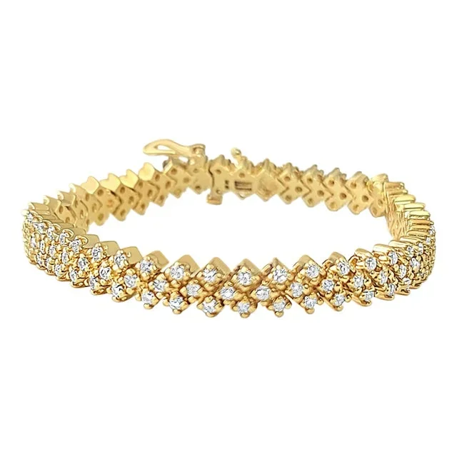 Basketweave Diamond Tennis Bracelet 4.25cttw 14k Yellow Gold