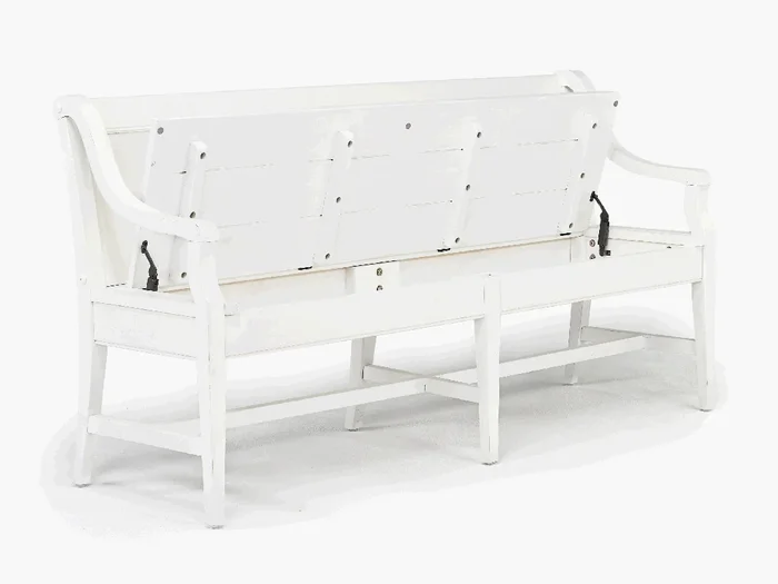 Bay Creek High Back Bench w/ Storage in Chalk White