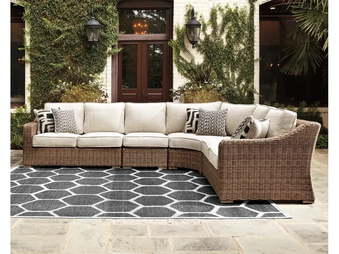 Beachcroft Outdoor 4 Piece Sectional in Tan
