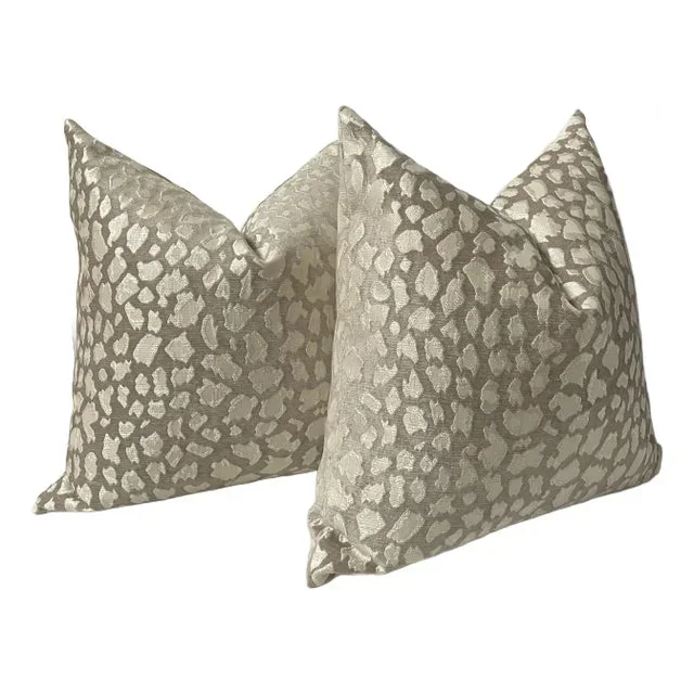 Beige & Taupe Neutral Leopard Pillows- Set of 2