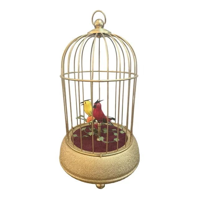 Belgian Two-Bird Singing Automaton in Gilded Cage