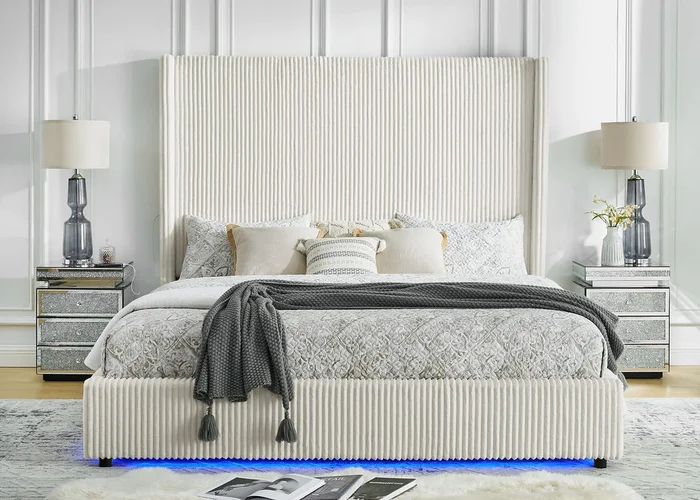 Belinda White King Platform Bed