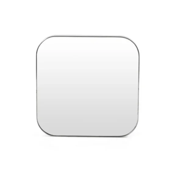 Bellvue Small Square Mirror-Shiny Steel