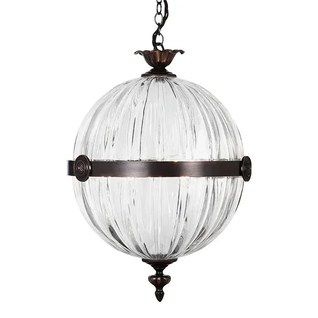 Belzoni Pendant With Floral Round Ornaments Antique Bronze