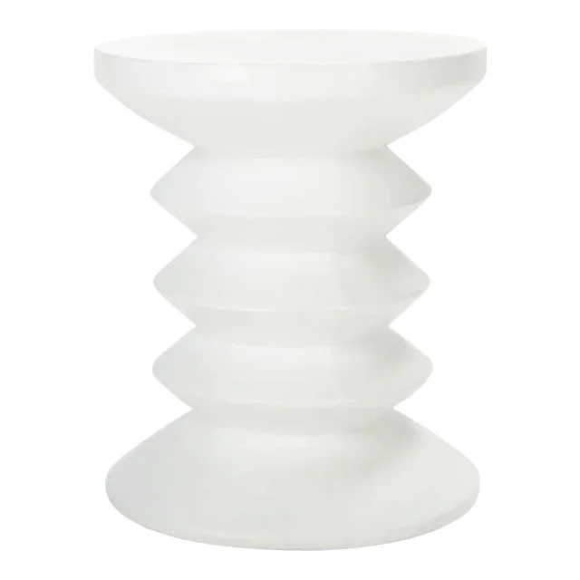 Benaya Concrete Accent Stool – Ivory