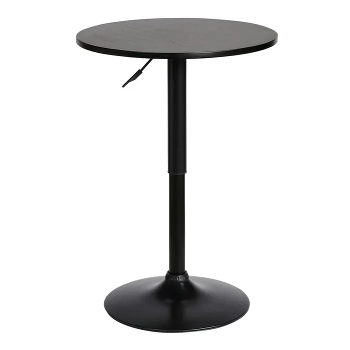 Bentley Adjustable Pub Table In Black Brushed Wood And Black Metal Finish