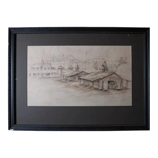 Bess Haddon Canright, Gilmore Racetrack c.1910, Pen and Ink