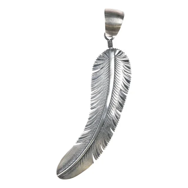 Big Jimmy Lee Navajo sterling feather pendant