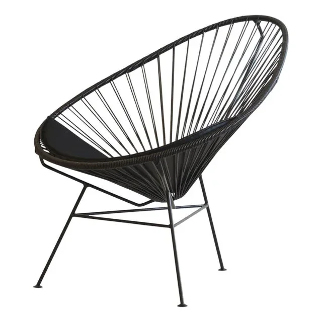 Black Acapulco Chair with Black Cushion by OK Design