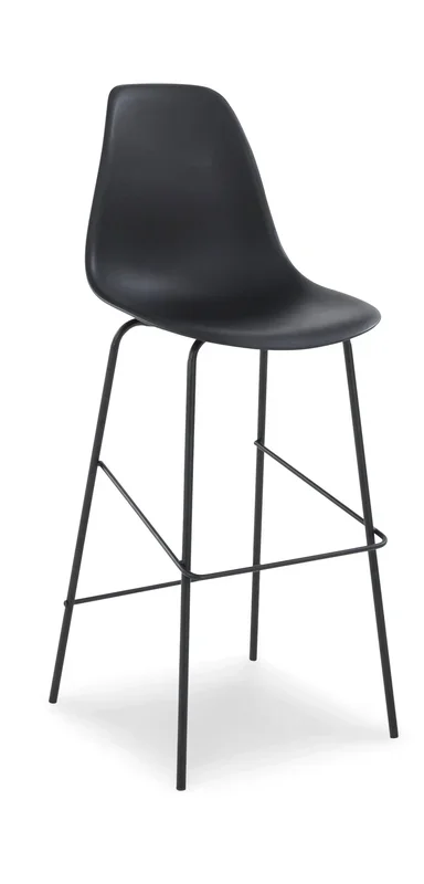Black Bar Height Bar Stool with Molded Plastic Seat