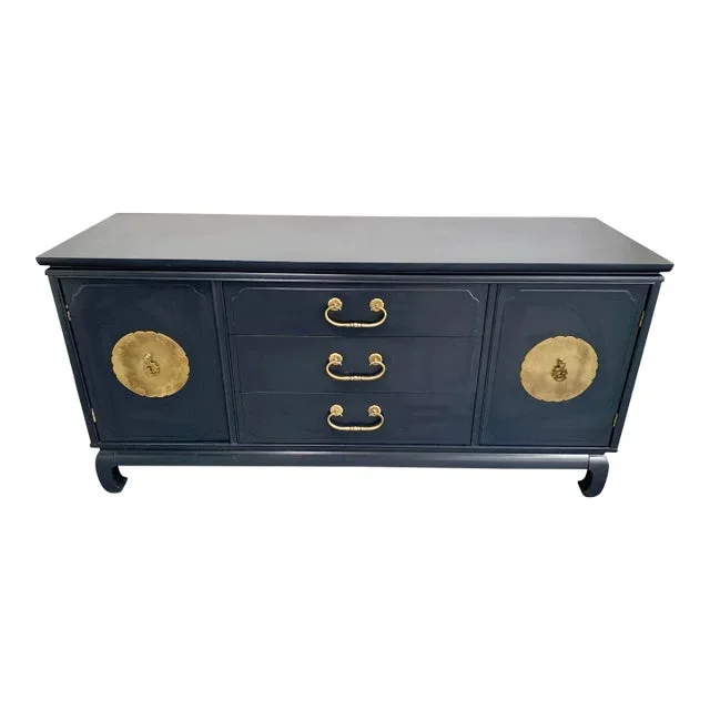 Black Chinoiserie Credenza Sideboard