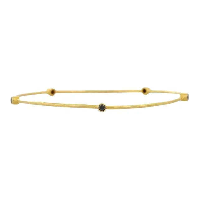 Black Diamond Bangle in 18k Solid Yellow Gold