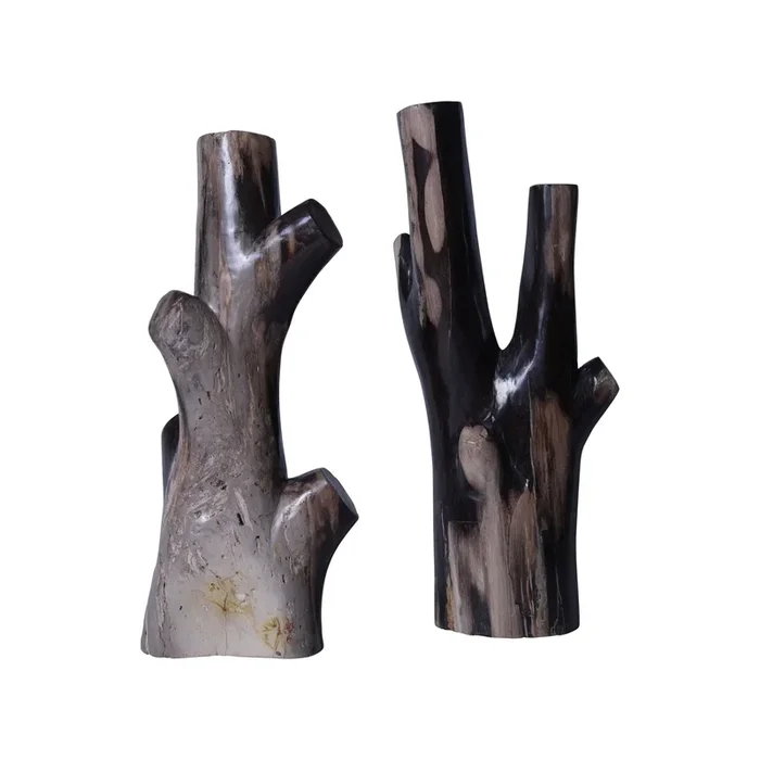 Black Gray Petrified Wood Branch Jewelry Hanger