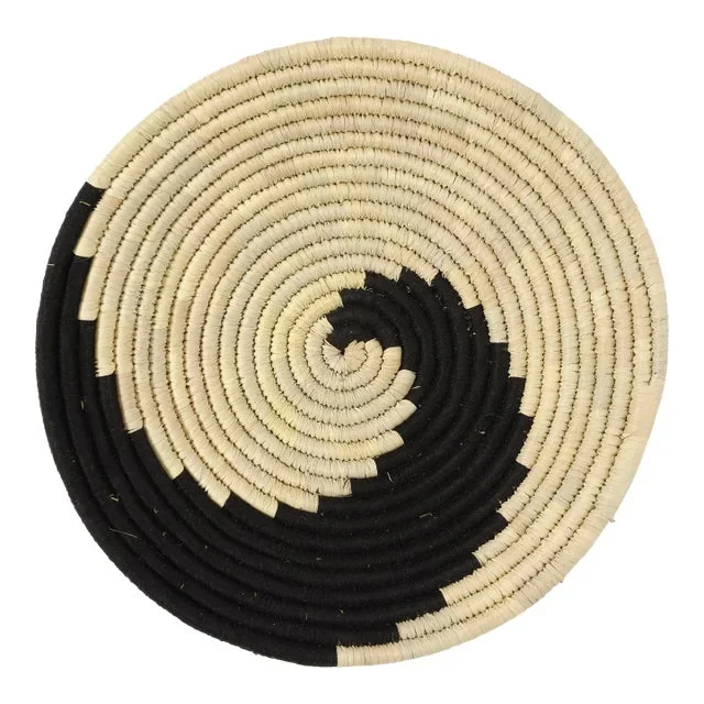 Black Swirl Seagrass Wall Basket, Large