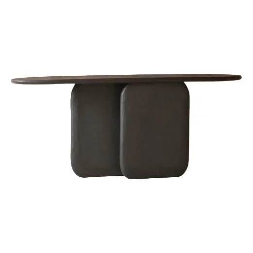Black Wood and Colored Mineral Lime Plaster Console by Dennis Kaiser