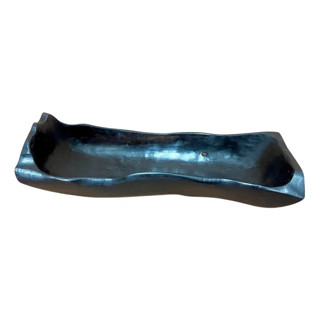 Black Wooden Fruit Basket in the style of Alexandre Noll, 1950