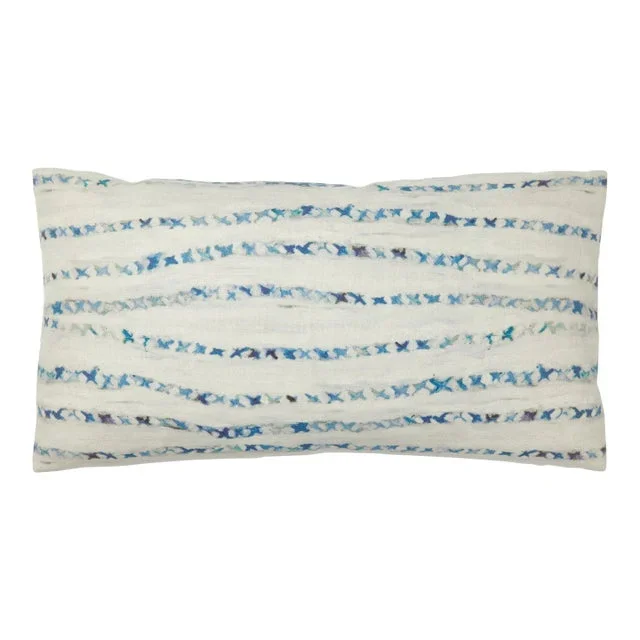 Blanket Blue Pillow on Cotton/Linen Blend