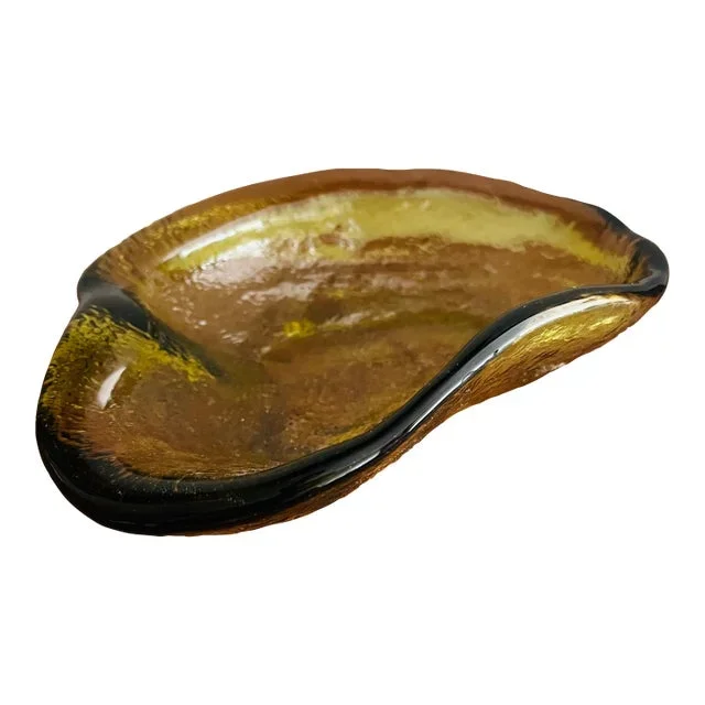 Blenko Art Glass Trinket Tray Ashtray Organic Modern