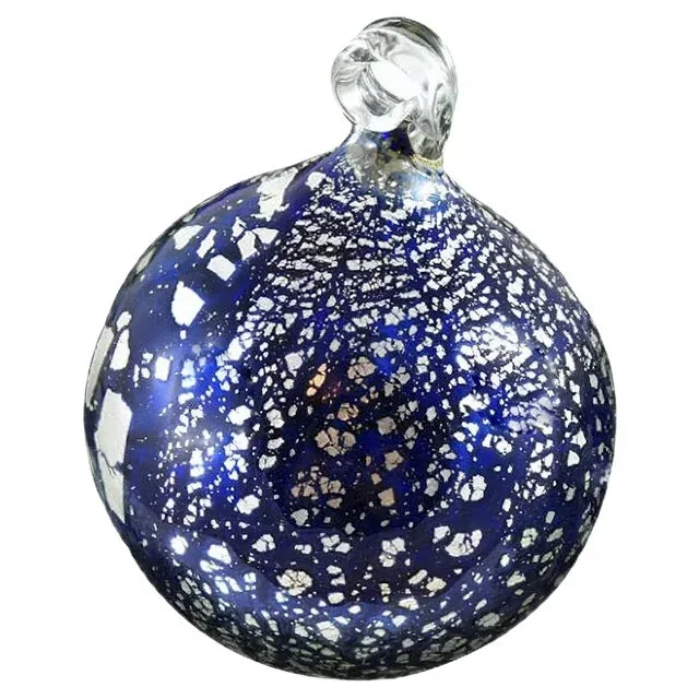 Blue and Silver Christmas Ball Blue from Made Murano Glass