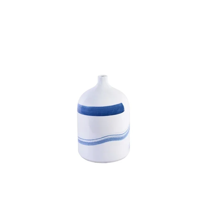Blue and White Brushstrokes Spin Vase Large