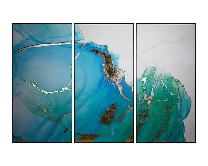 Blue Lagoon (Set Of 3) – 30″ X 60″ – Charcoal Floater Frame