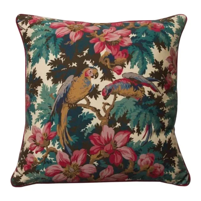 Boho Chic Jungle Parrots Print Pillow