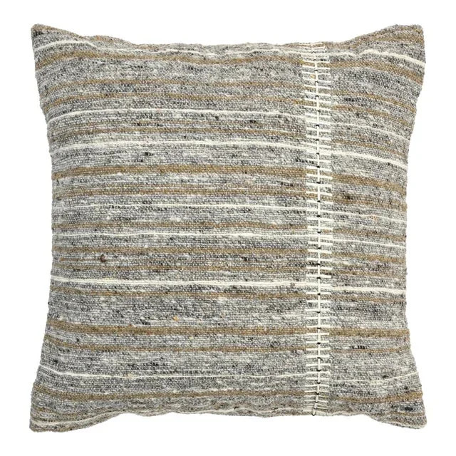 Boho Chic Style Modern Wool and Cotton Pillow in Muted Tones