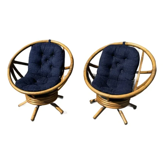 Boho Coastal Vintage Bamboo Swivels – A Pair