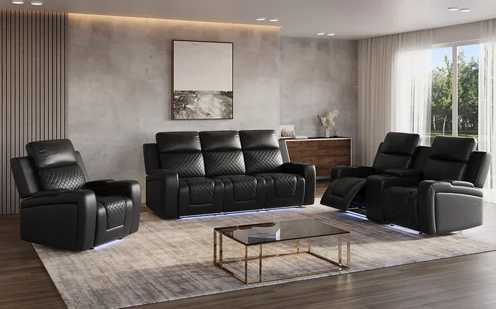 Bomer Black Power Reclining Living Room Set