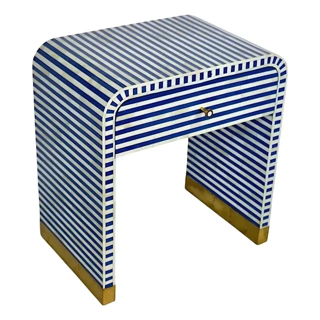 Bone Inlay Curved Bedside Table
