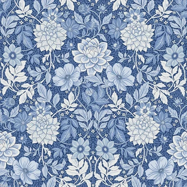 Boråstapeter Dahlia Garden Wallpaper In Blue And White