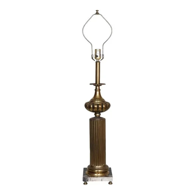Brass & Marble Column Table Lamp