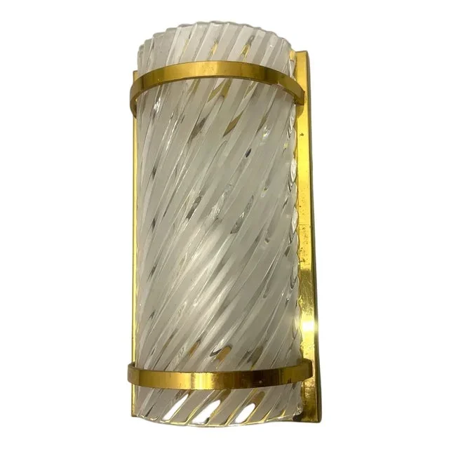 Brass and Crystal Wall Light, 1970s