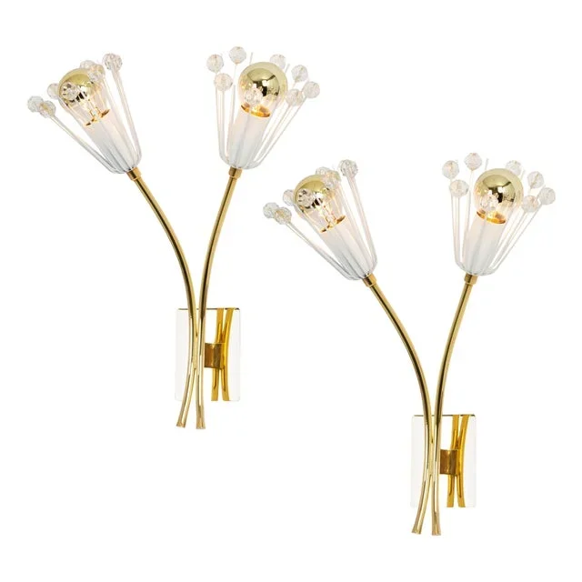 Brass and Glass Wall Sconces by Emil Stejnar, 1960s, Set of 2