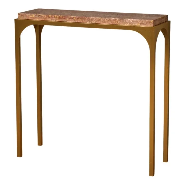 Brass and Pink Marble Console Table