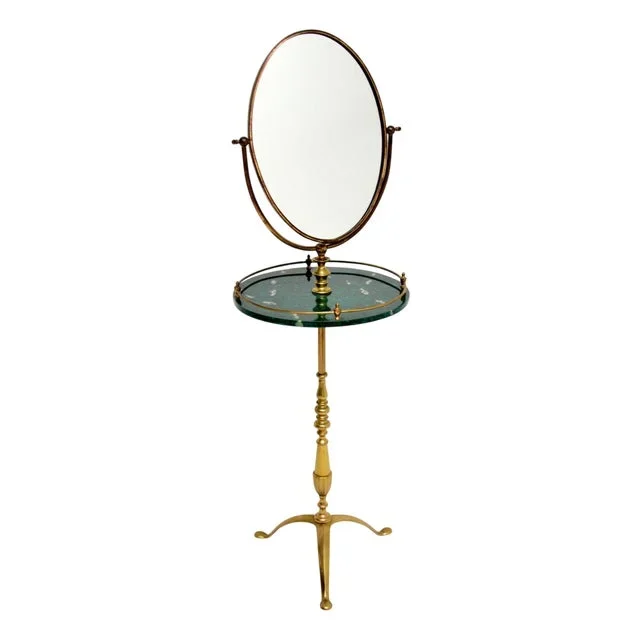 Brass Vanity Table with Mirror attributed to Peerage, 1960s